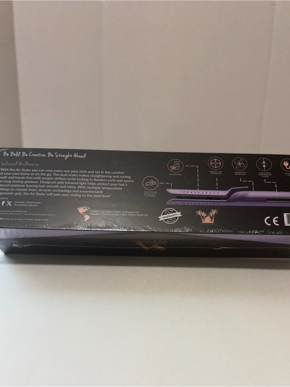 Straight Ahead Infrared Air Breeze Hair Styler Flat Iron – Purple – New in Box - Picture 2 of 3